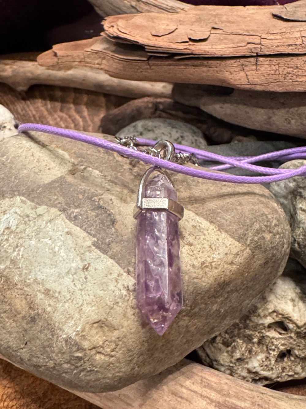 Lavender Pendant Necklace - Faux Purple Amethyst